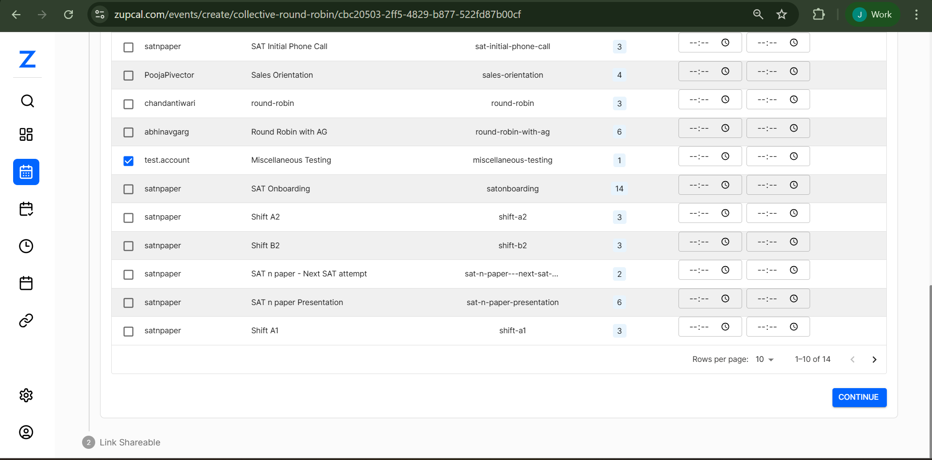Event Creation Interface
