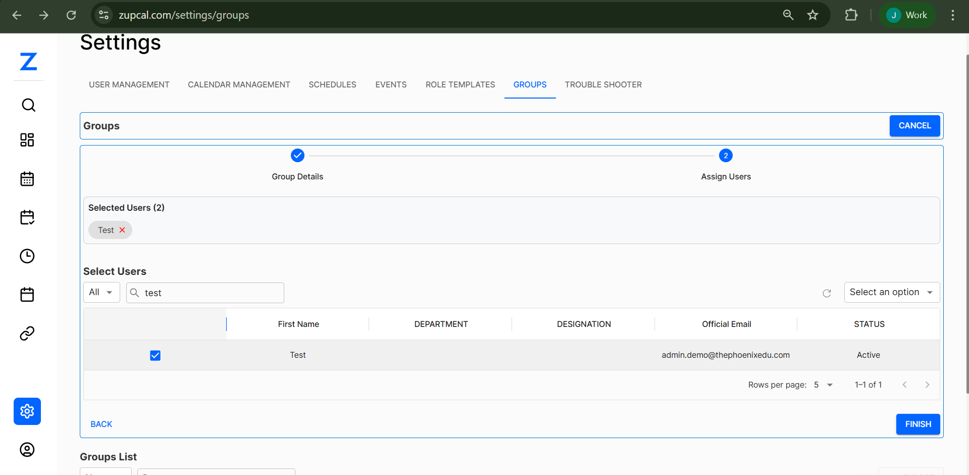 User Assignment Step