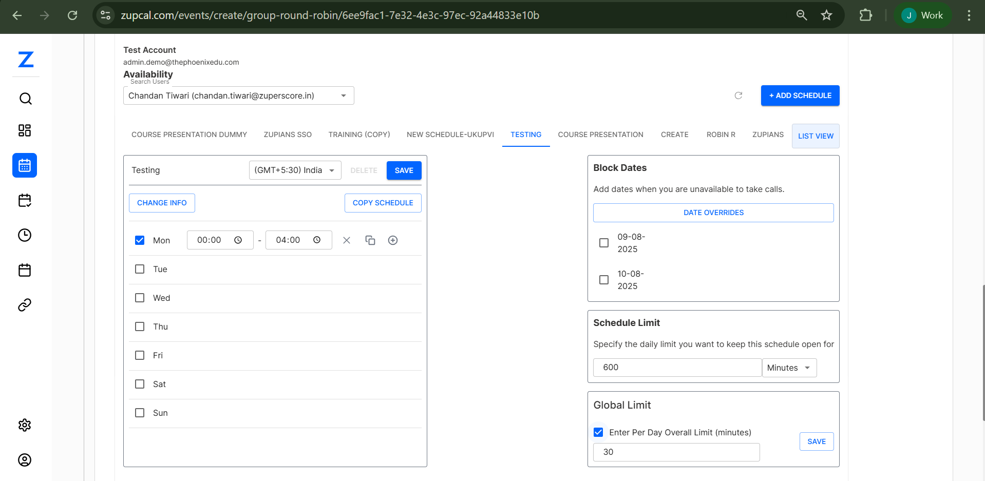 Round Robin Members Configuration