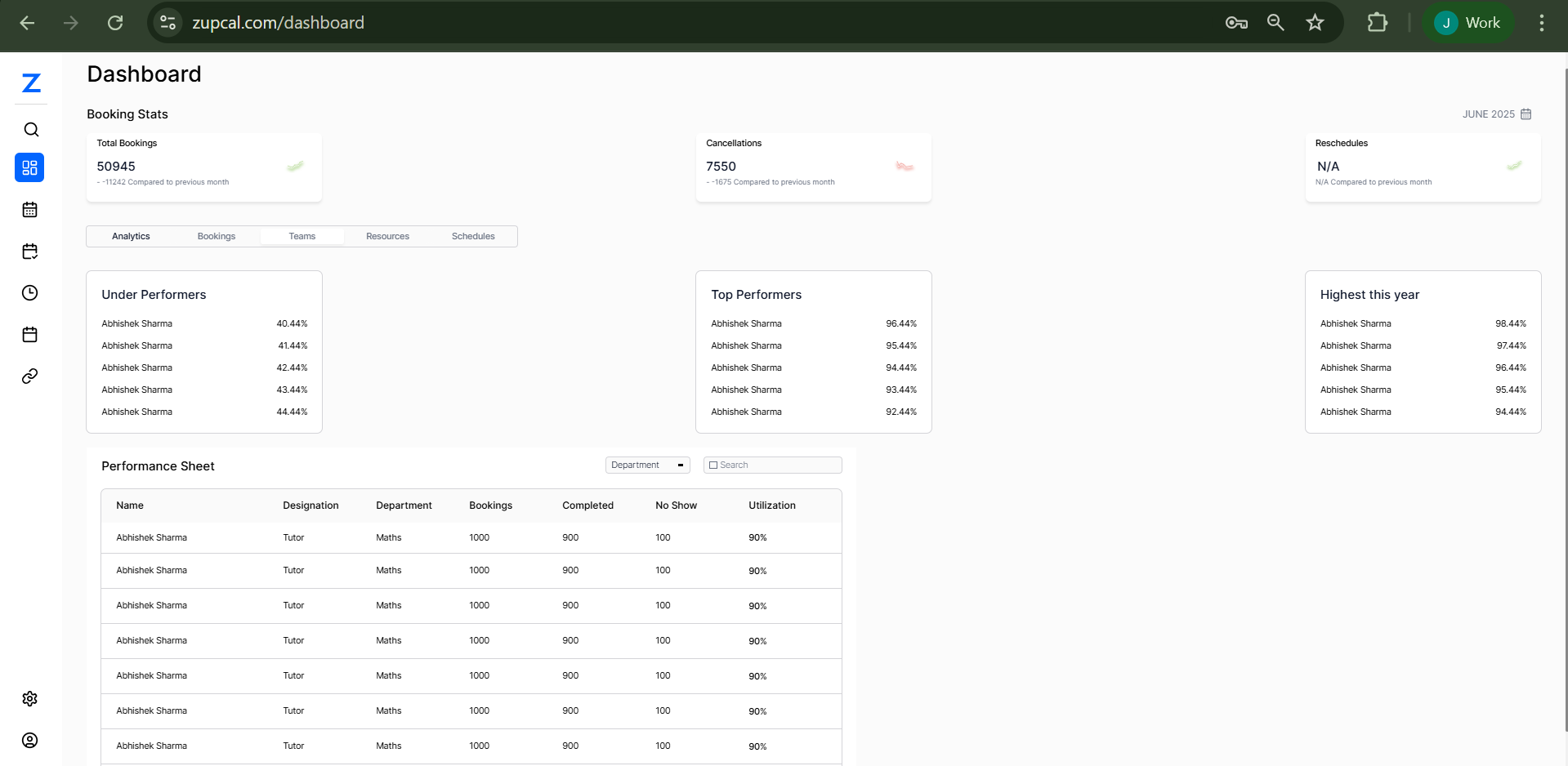 Teams Dashboard
