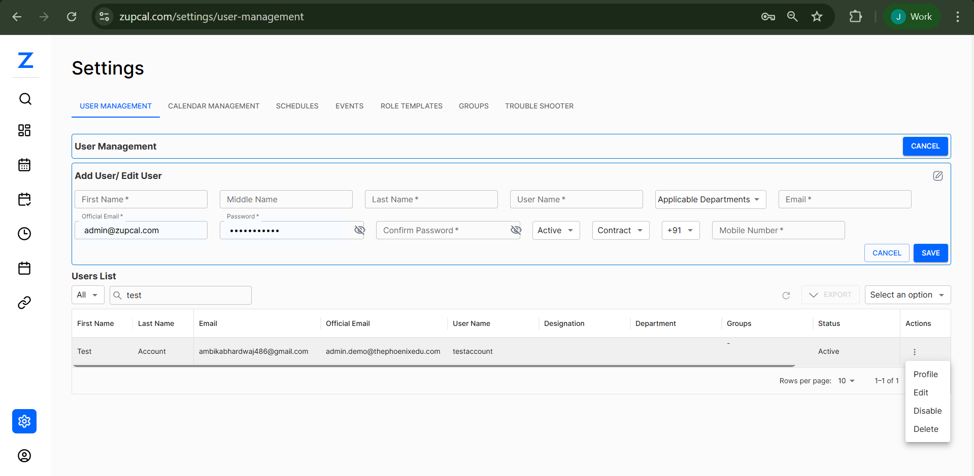 Users List with Filters